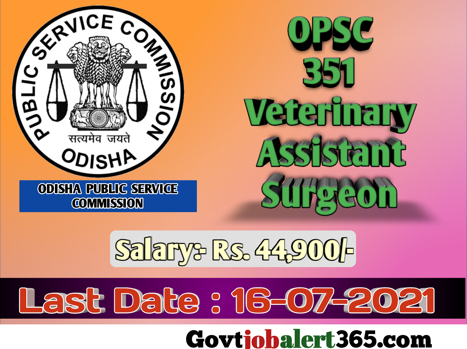 OPSC Veterinary Assistant Surgeon Recruitment 2021